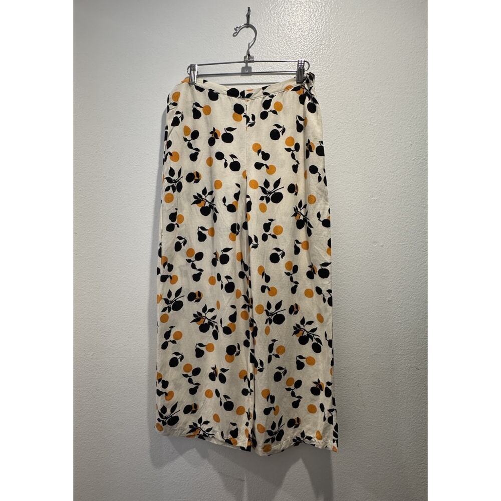 Topshop Size US8 Orange Fruit Linen Blend Cropped Wide Leg Pants High‎ Waisted